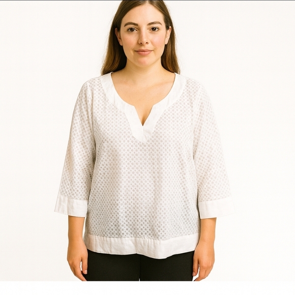 Lands' End Tops - Lands End Vintage White Sheer Blouse Sz 14